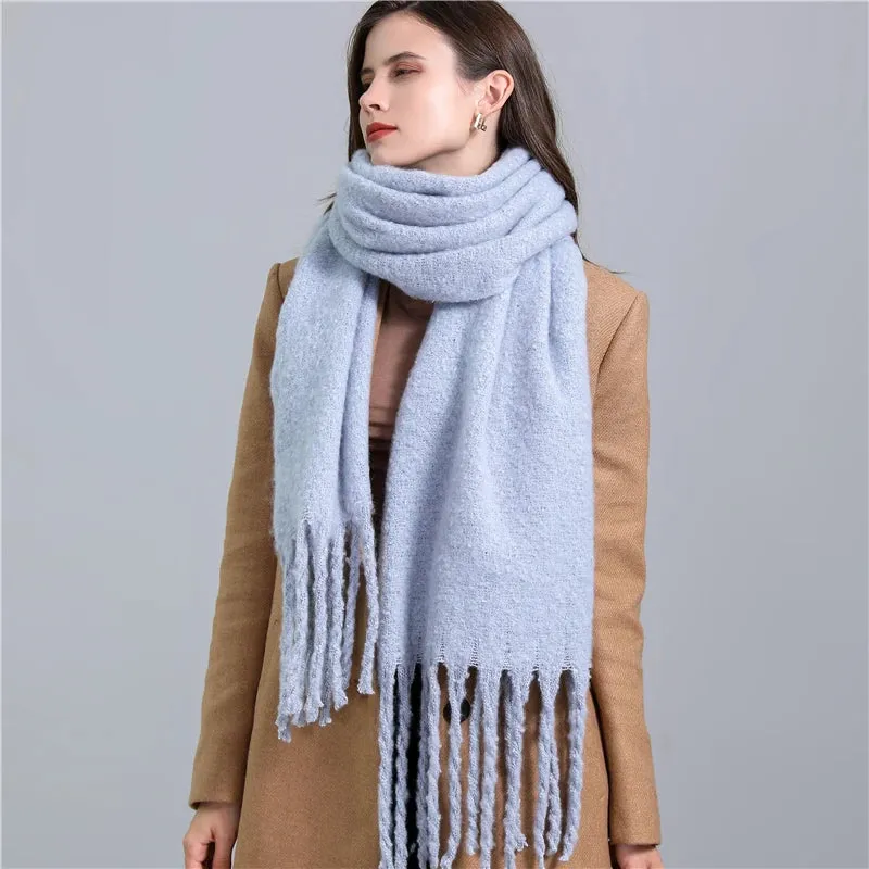 Plain Tassel Wool Scarf