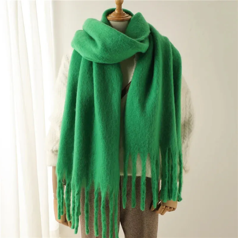 Plain Tassel Wool Scarf