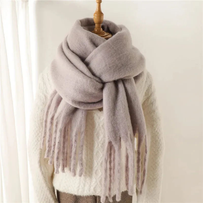 Plain Tassel Wool Scarf