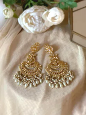 Polki Chandbali Droplet Earring White