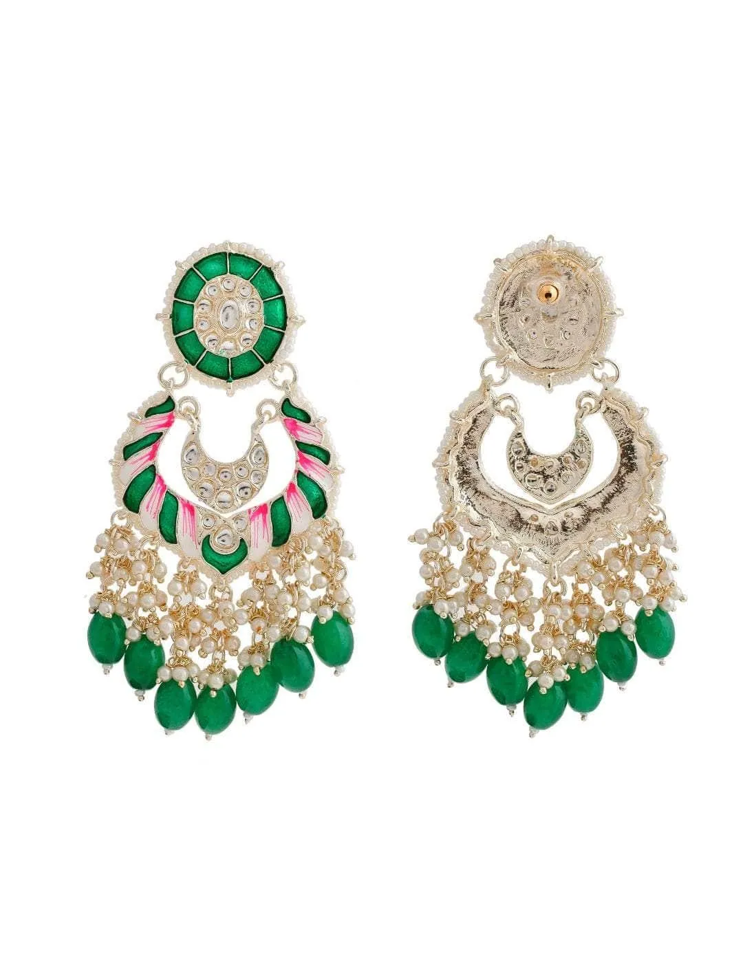 Polki Spiral Earrings Green