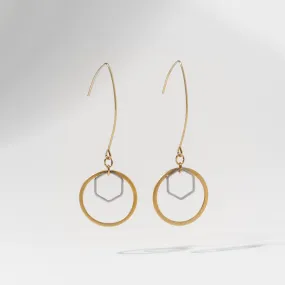 "Le Contour" Gold & Silver Hexagon Earrings - I