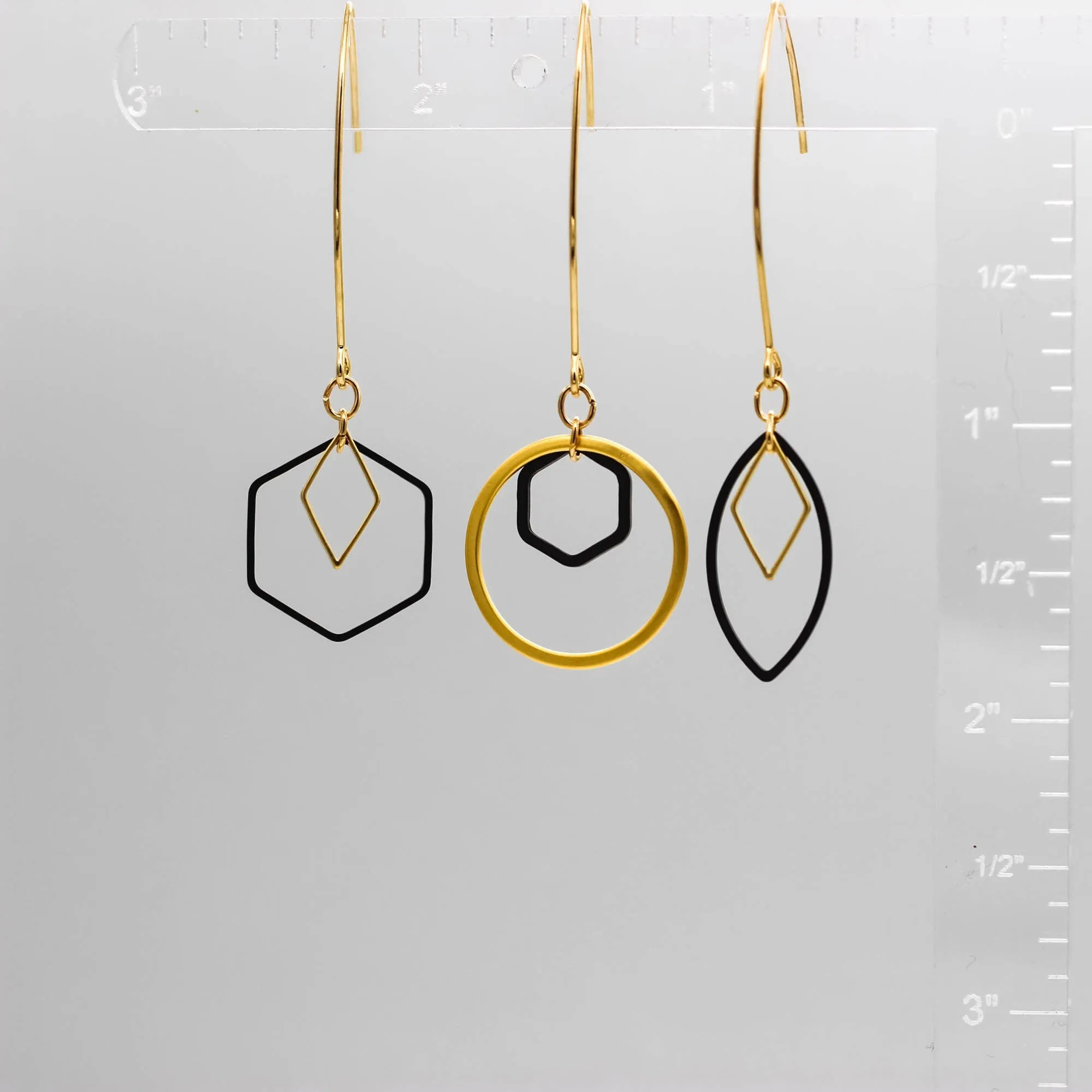 "Le Contour" Gold & Silver Hexagon Earrings - I