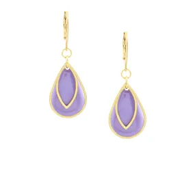 "Le Délice" Waterproof “Heirloom” Gold Purple Enamel Art Deco Leverback Earrings