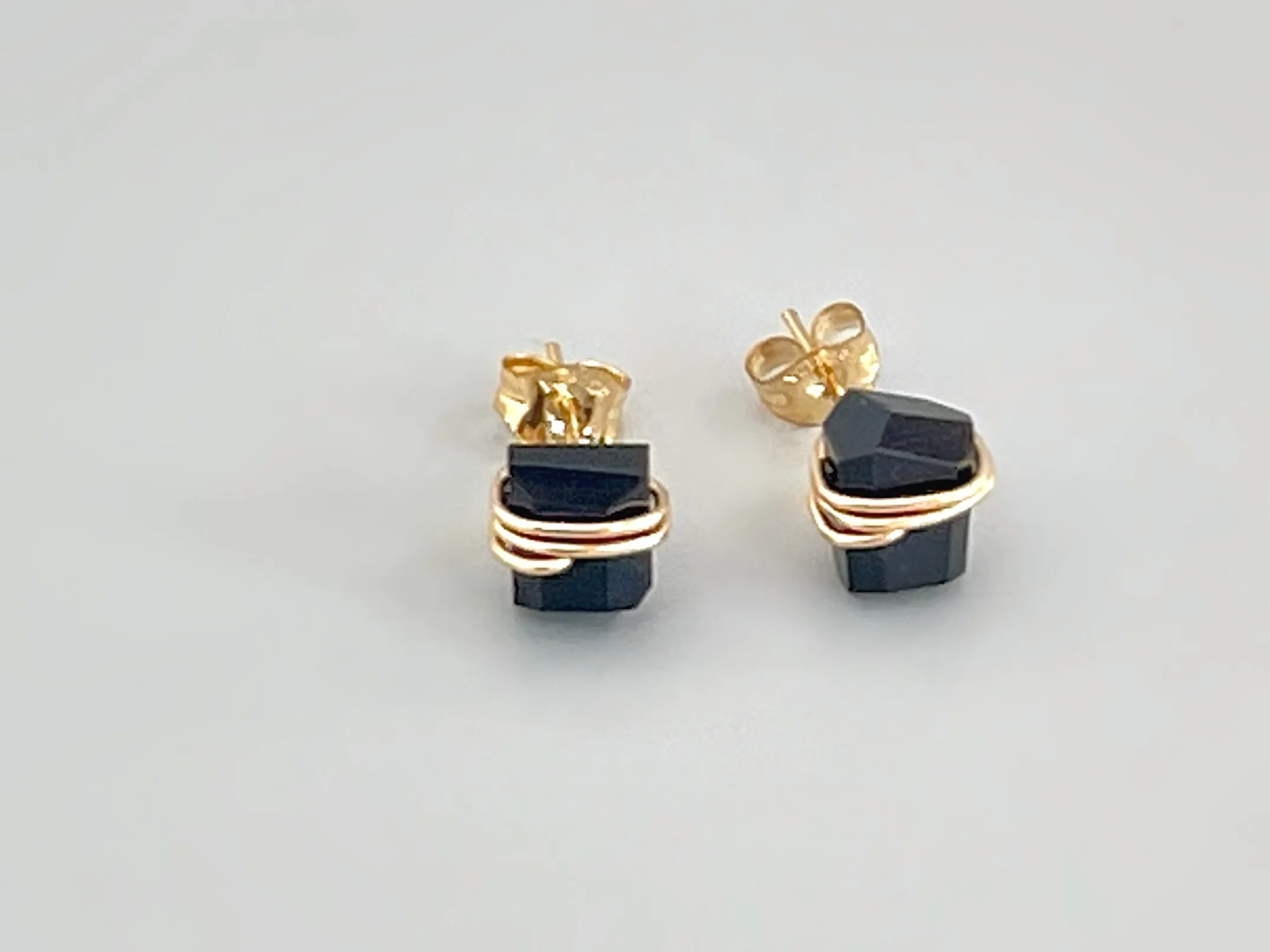 Raw Black Onyx Stud Earrings