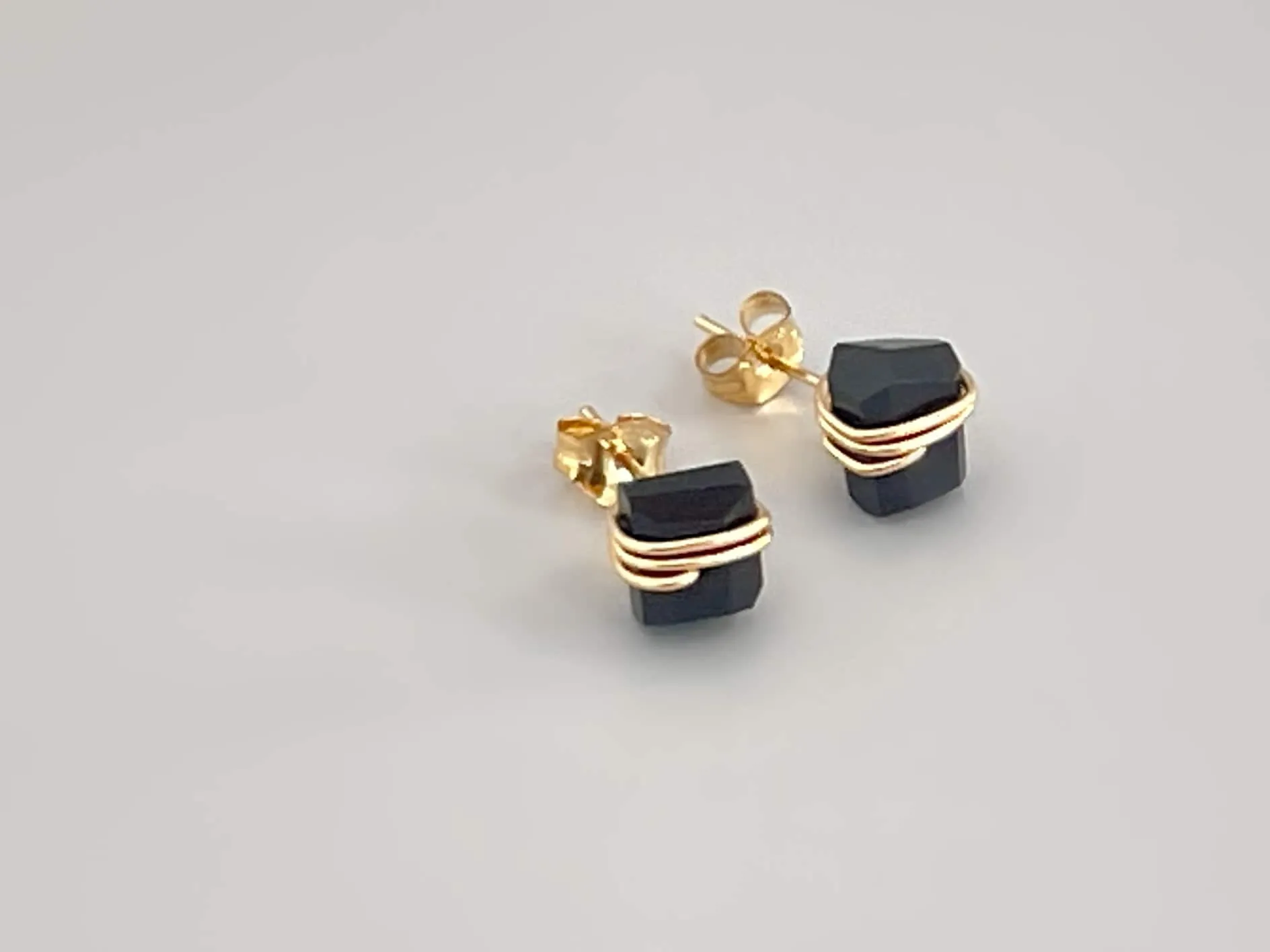 Raw Black Onyx Stud Earrings