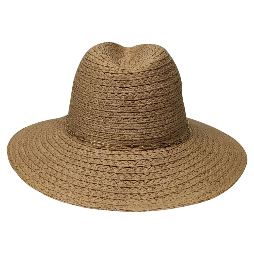 Saint Martin - Paper Braid Fedora with Gold Chain