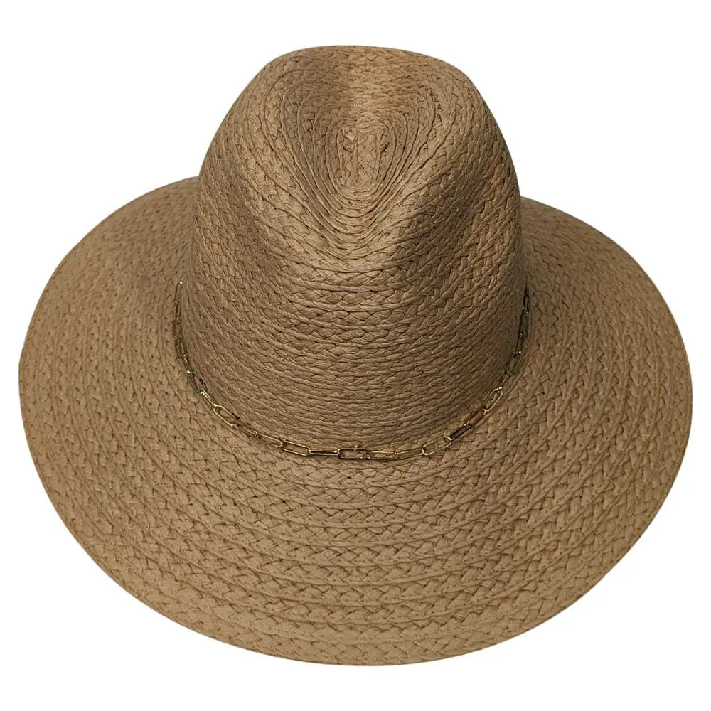 Saint Martin - Paper Braid Fedora with Gold Chain