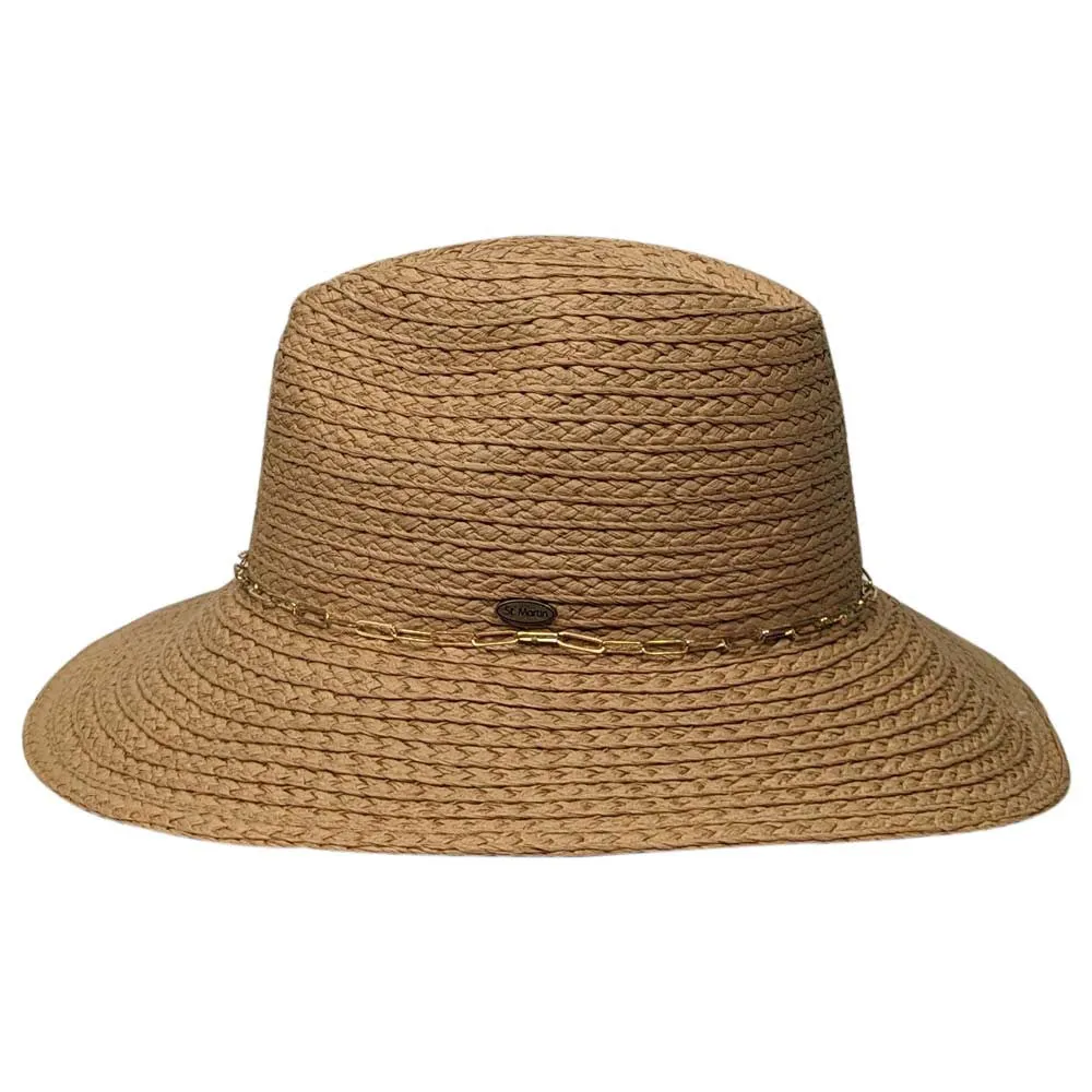 Saint Martin - Paper Braid Fedora with Gold Chain