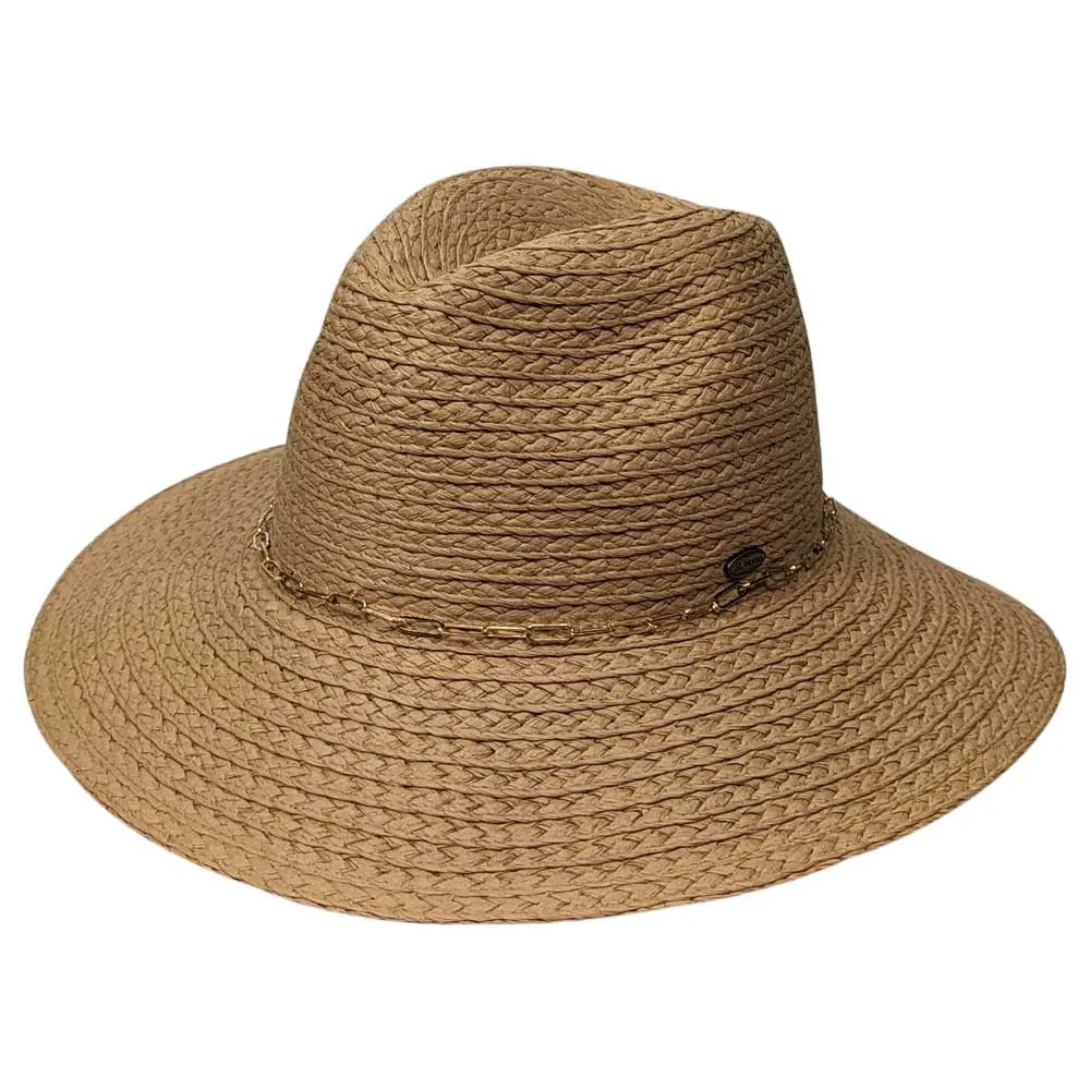 Saint Martin - Paper Braid Fedora with Gold Chain