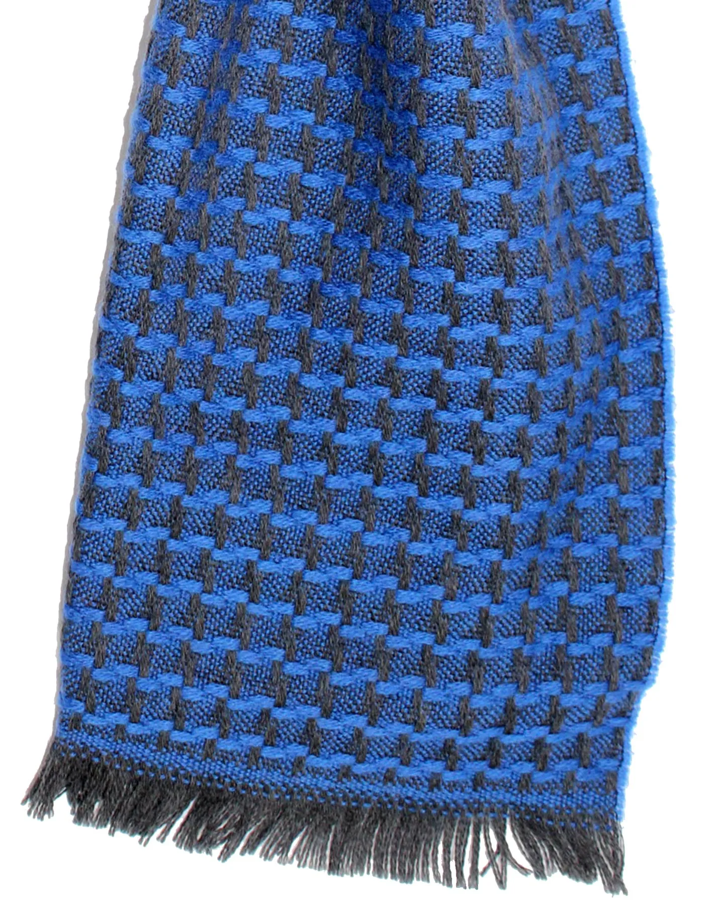 Sartorio Scarf Royal Blue Houndstooth - Luxury Wool Shawl