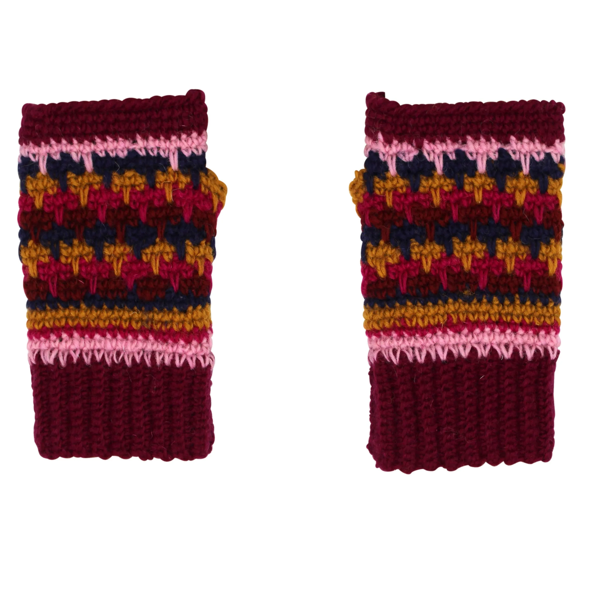 Short Multi Clr Fingerless Gloves