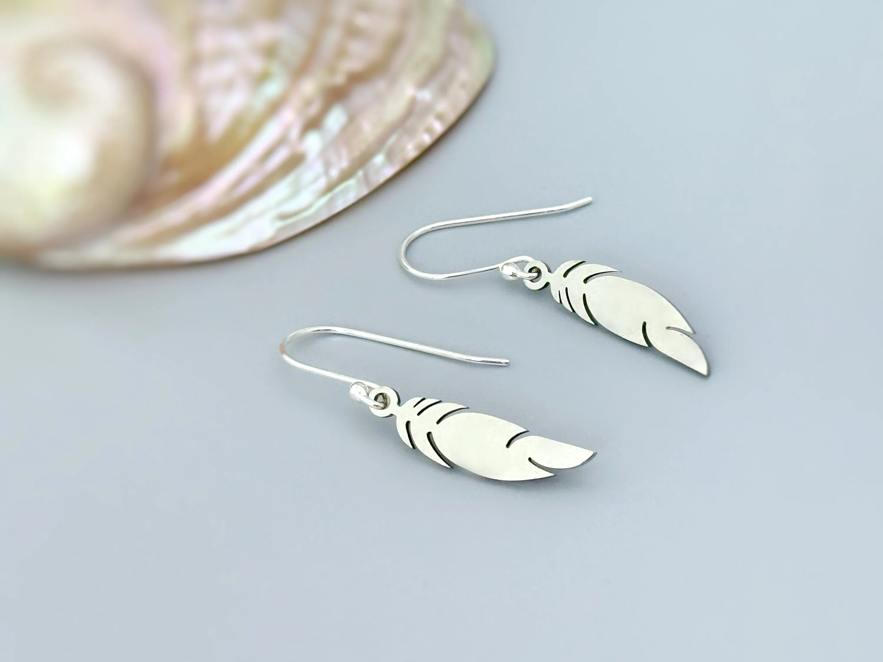 Silver Feather Earrings dangle