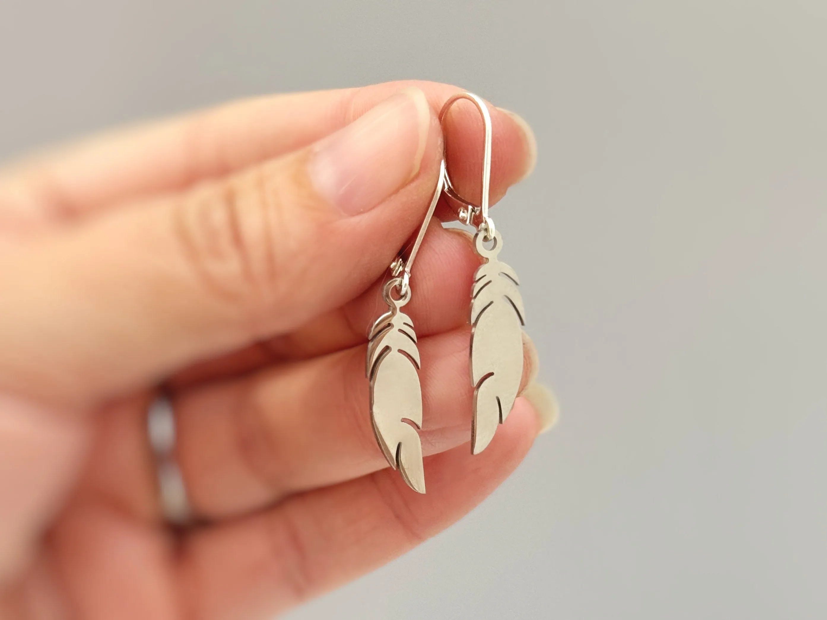 Silver Feather Earrings dangle