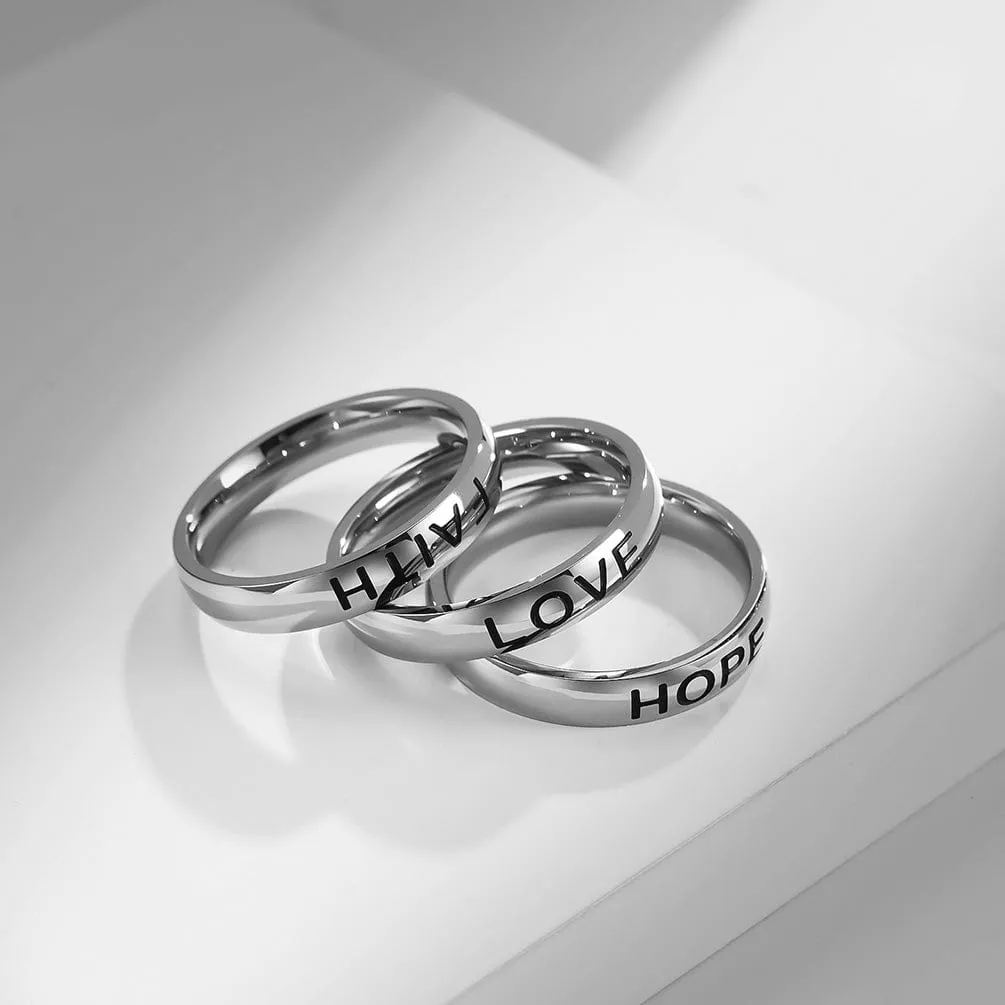 Stainless Steel Engraved Christian Ring