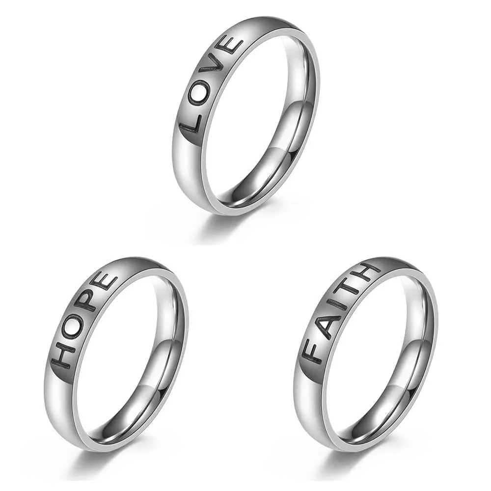 Stainless Steel Engraved Christian Ring