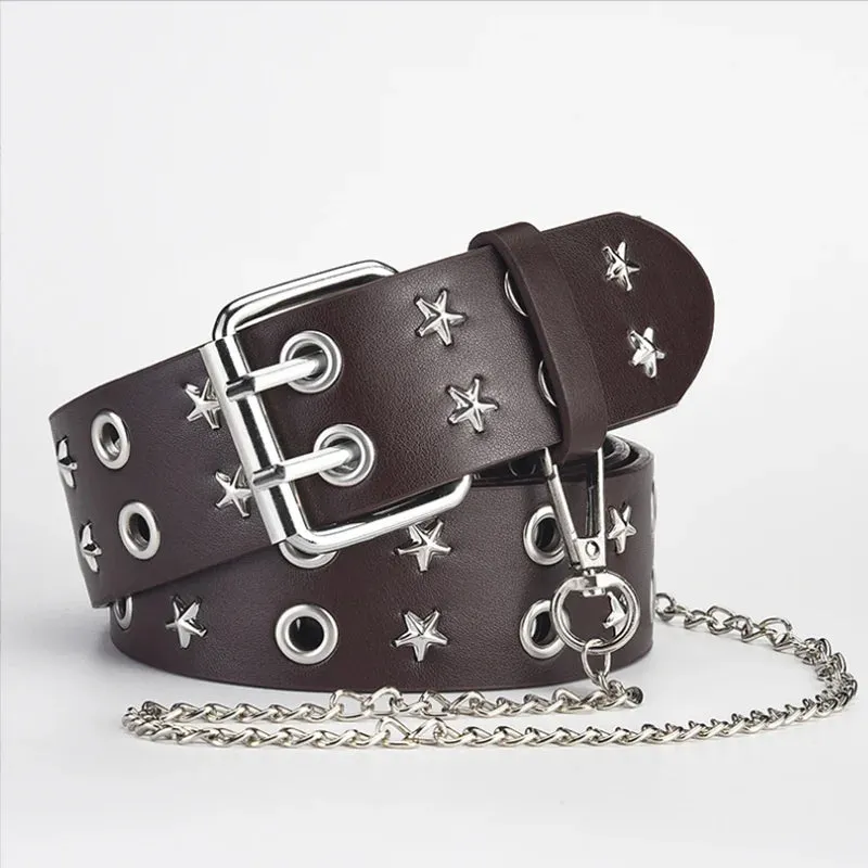 Star Studded Belt with Chain