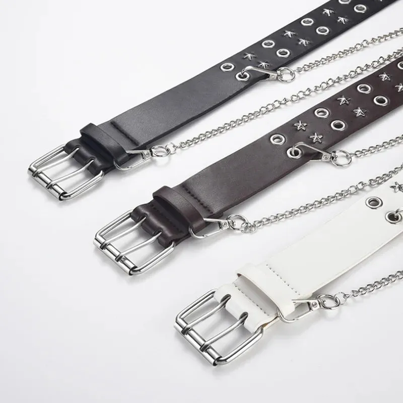 Star Studded Belt with Chain