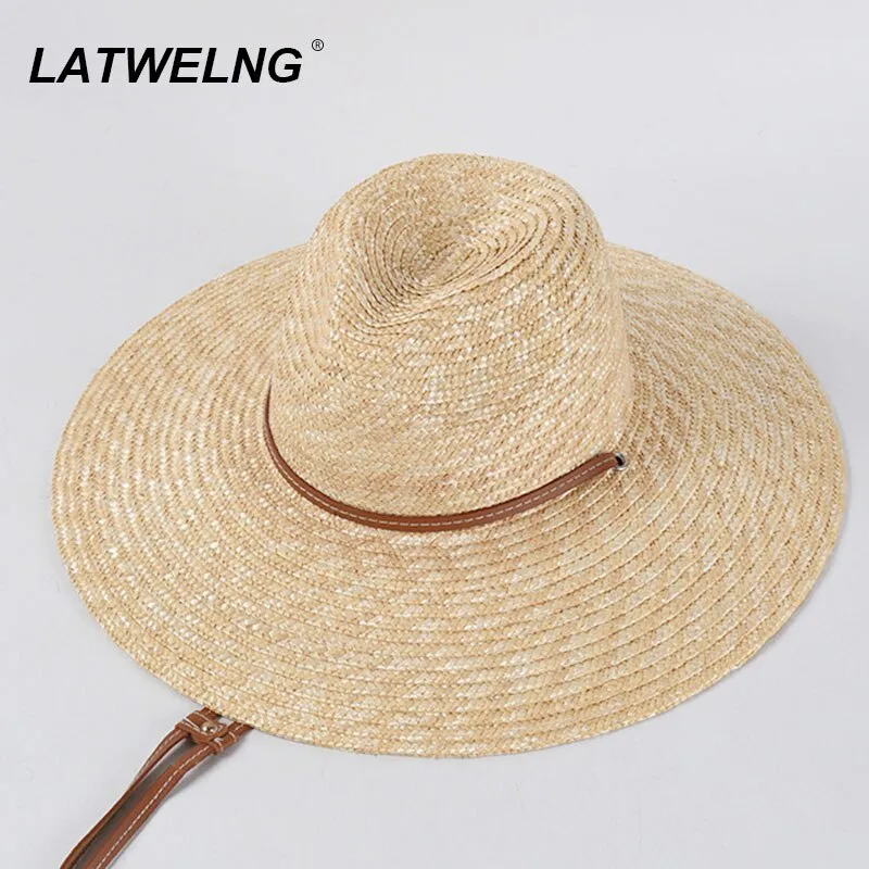 Straw Panama Hats with Belt Strap for Summer