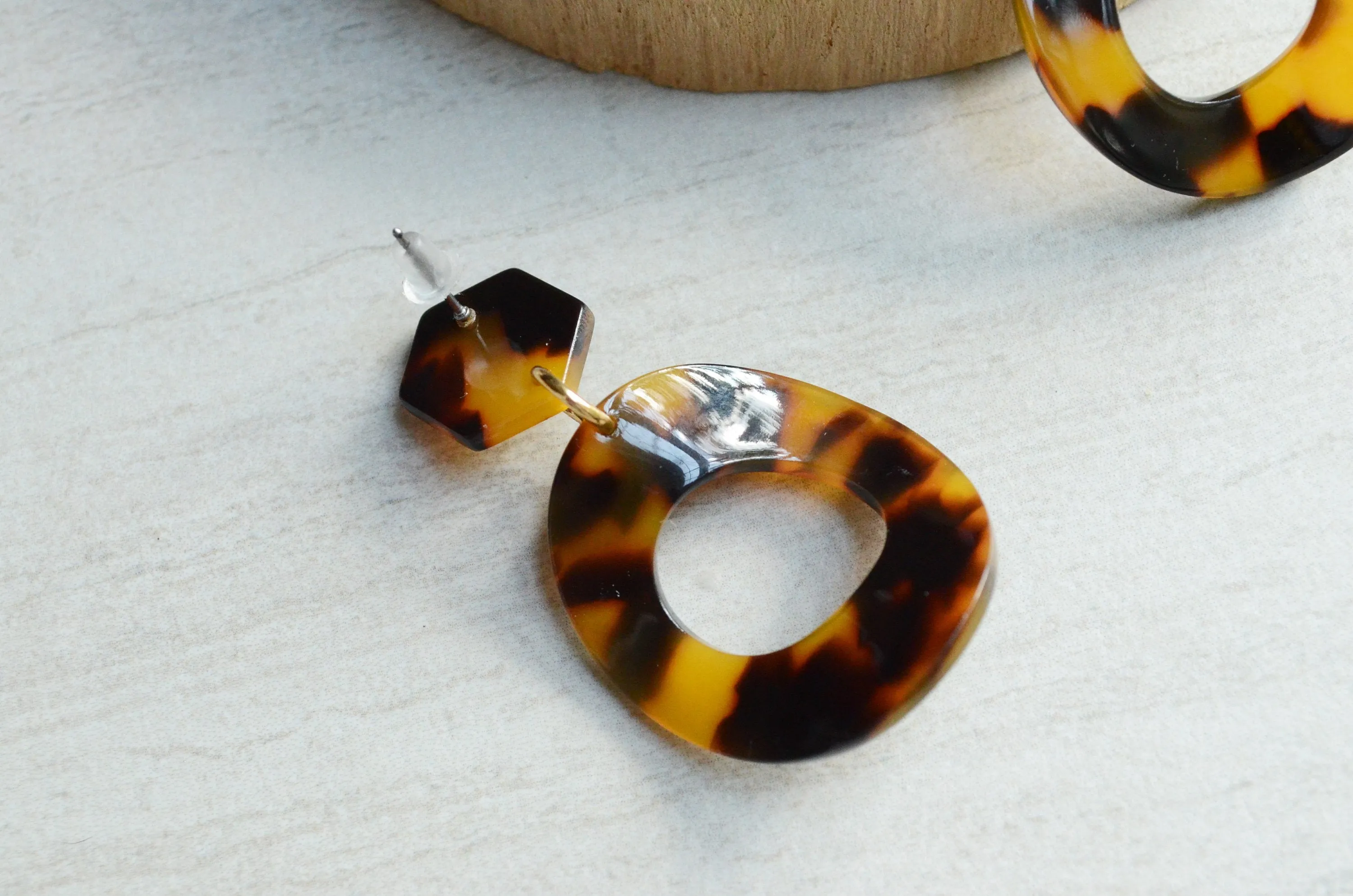 Tortoise Shell Statement Earrings Lucite Big Earrings Gifts For Her - Tortuga