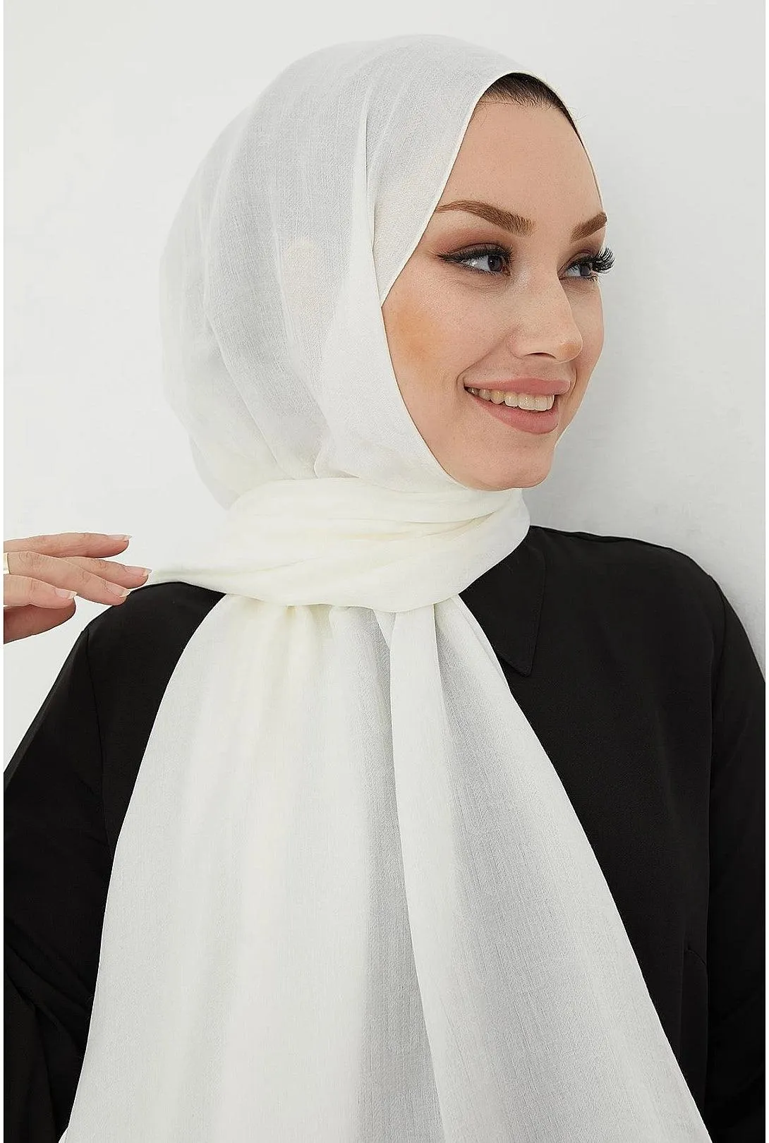 White Cotton Hijab Scarf Shawl - White