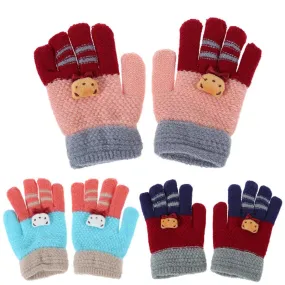 Winter Elastic Warm Girls Finger Gloves Children Knitted Stretch Mittens Girls Students Knitted Full Finger Stretch Gloves