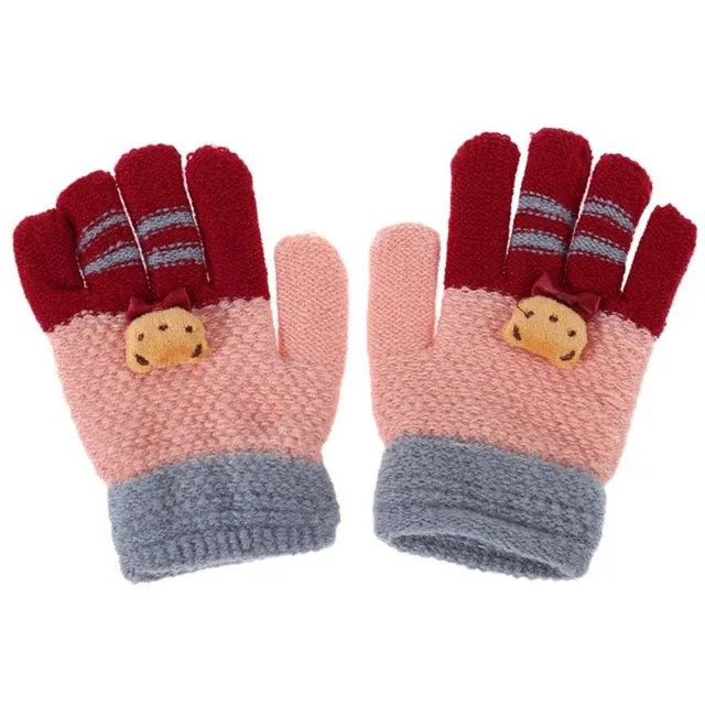 Winter Elastic Warm Girls Finger Gloves Children Knitted Stretch Mittens Girls Students Knitted Full Finger Stretch Gloves